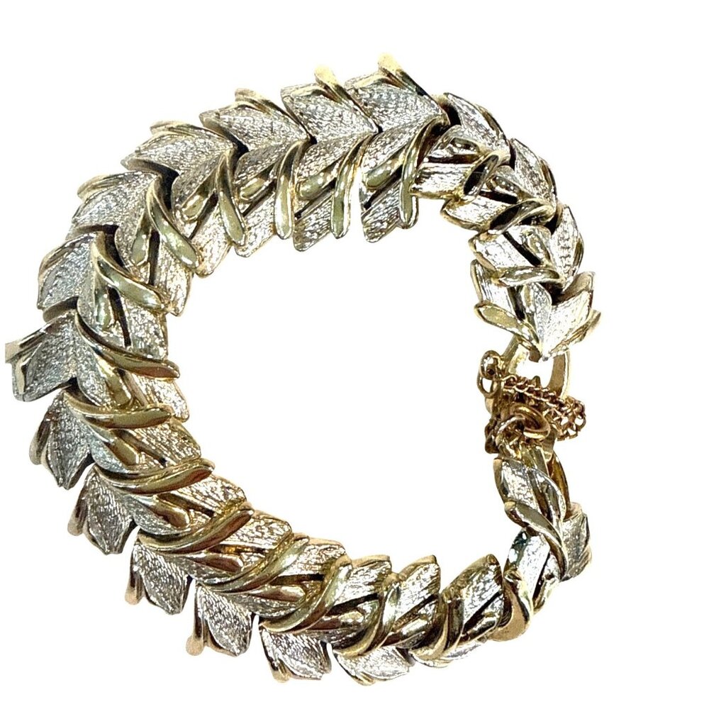 Vintage Coro Pegasus Bracelet Gold Silver Tone Signed Chunky MCM Estate Jewelry